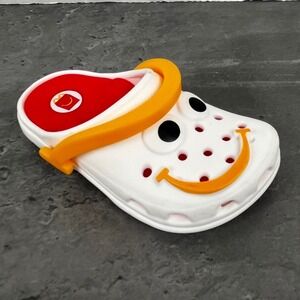 Crocs Jibbitz Charm White Orange Blue Smiley Face McDonalds 2.5" Long Mini Toy